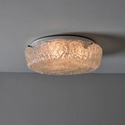  Hillebrand 1970s Hillebrand Murano Ice Glass Round Flush Mount