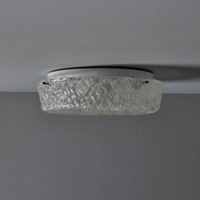  Hillebrand 1970s Hillebrand Murano Ice Glass Round Flush Mount