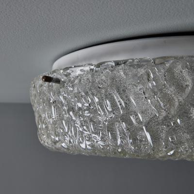  Hillebrand 1970s Hillebrand Murano Ice Glass Round Flush Mount