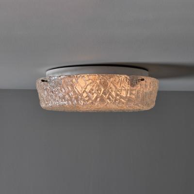  Hillebrand 1970s Hillebrand Murano Ice Glass Round Flush Mount