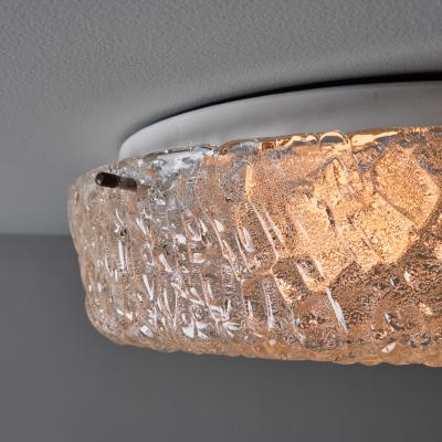  Hillebrand 1970s Hillebrand Murano Ice Glass Round Flush Mount