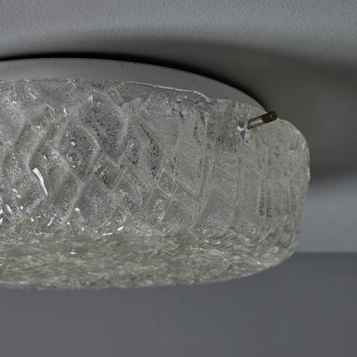  Hillebrand 1970s Hillebrand Murano Ice Glass Round Flush Mount