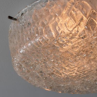  Hillebrand 1970s Hillebrand Murano Ice Glass Round Flush Mount