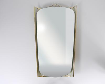  Hillebrand Ernest Igl Illuminated Mid Century Wall Mirror with Brass Crown by Hillebrand