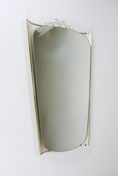  Hillebrand Ernest Igl Illuminated Mid Century Wall Mirror with Brass Crown by Hillebrand
