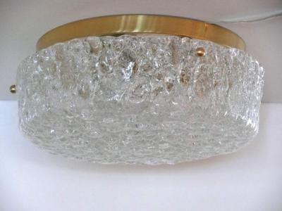  Hillebrand GERMAN GLASS AND BRASS CIRCULAR FLUSH MOUNT