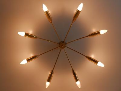  Hillebrand Large Eight Armed Mid Century Sputnik Chandelier or Ceiling Light Germany 1970s