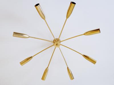  Hillebrand Large Eight Armed Mid Century Sputnik Chandelier or Ceiling Light Germany 1970s