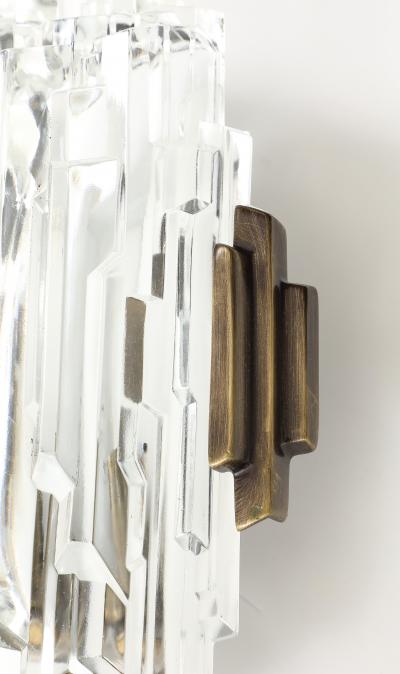  Hillebrand Pair of 1970s Ice Crystal Glass Sconces by Hillebrand 3 Pairs Available 