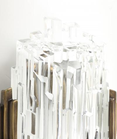  Hillebrand Pair of 1970s Ice Crystal Glass Sconces by Hillebrand 3 Pairs Available 