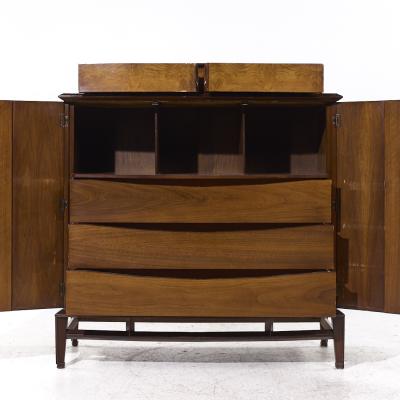  Hobey Helen Baker Helen Hobey Baker Mid Century Walnut and Burlwood Highboy Dresser