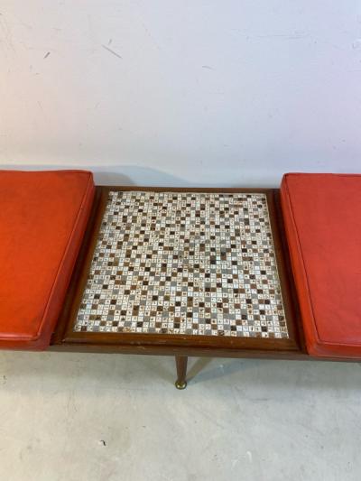  Hohenberg Original MID CENTURY MODERN BENCH WITH ATTACHED TILE COFFEE TABLE BY HOHENBERG