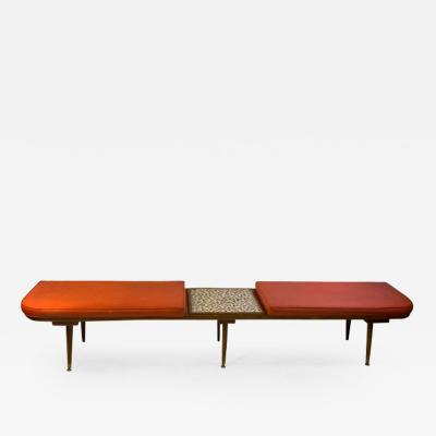  Hohenberg Original MID CENTURY MODERN BENCH WITH ATTACHED TILE COFFEE TABLE BY HOHENBERG