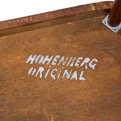  Hohenberg Original Richard Hohenberg Boomerang Kidney Form Walnut and Tile Top Coffee Table