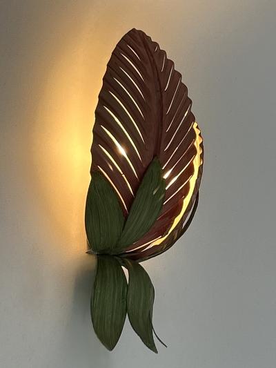  Holl nder Leuchten Rare Mid Century Double Leaf Floral Sconce by Holl nder Leuchten Germany 1970s