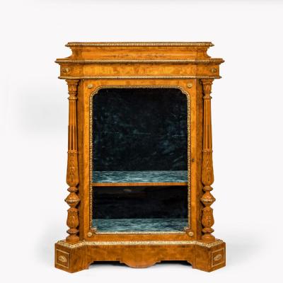 Holland Sons A pair of Victorian satinwood display cabinets attributed to Holland and Sons