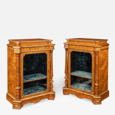  Holland Sons A pair of Victorian satinwood display cabinets attributed to Holland and Sons