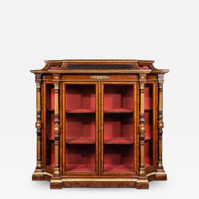  Holland Sons AN EXHIBITION QUALITY MID 19TH CENTURY BURR WALNUT CREDENZA DISPLAY CABINET