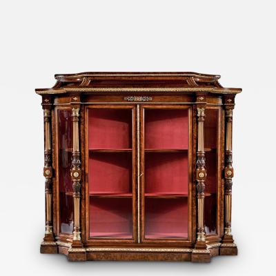  Holland Sons AN EXHIBITION QUALITY MID 19TH CENTURY BURR WALNUT CREDENZA DISPLAY CABINET