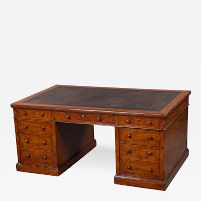  Holland Sons Fine Mid 19th Century Figured Oak Partners Desk by Holland and Sons