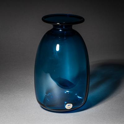  Holmegaard Blue Capri Glass Vase by Kastrup Holmegaard Denmark 1960s 70s
