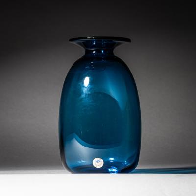  Holmegaard Blue Capri Glass Vase by Kastrup Holmegaard Denmark 1960s 70s