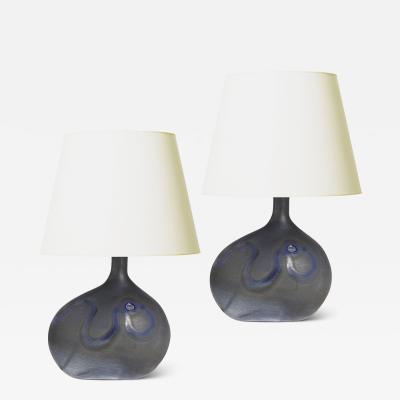  Holmegaard Pair of Asymmetrisk Table Lamps inGlass by Michael Bang for Holmegaard