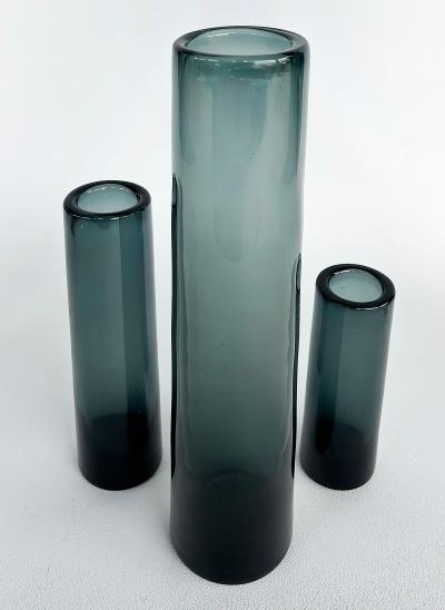  Holmegaard Per Lutken Holmegaard Glass Denmark Smoked Glasss Vases Set of Three 3 