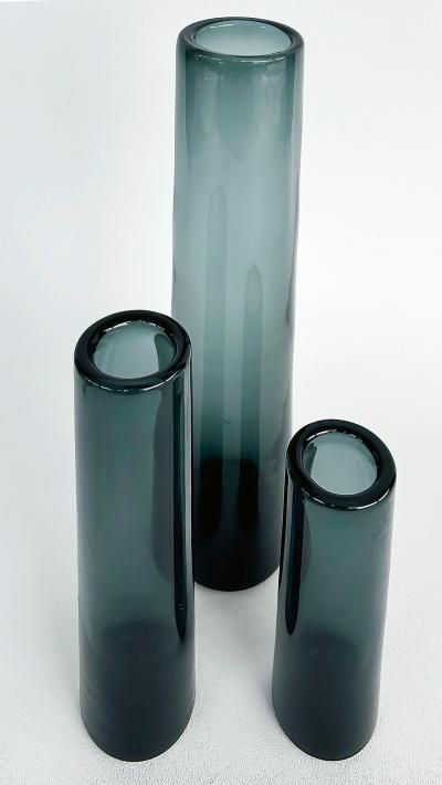  Holmegaard Per Lutken Holmegaard Glass Denmark Smoked Glasss Vases Set of Three 3 