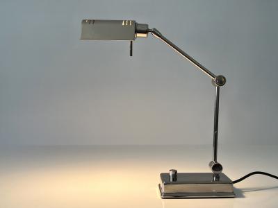  Holtk tter Adjustable Nickel Plated Brass Desk Light by Holtk tter Germany 1980s