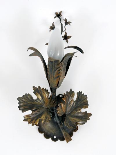  Honsel Leuchten Set of Two Elegant Vine Leaves Sconces by Honsel Leuchten Germany 1970s