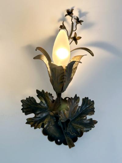  Honsel Leuchten Set of Two Elegant Vine Leaves Sconces by Honsel Leuchten Germany 1970s