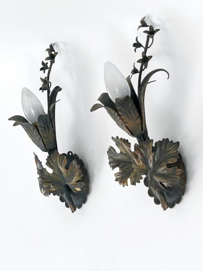  Honsel Leuchten Set of Two Elegant Vine Leaves Sconces by Honsel Leuchten Germany 1970s