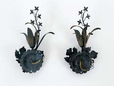  Honsel Leuchten Set of Two Elegant Vine Leaves Sconces by Honsel Leuchten Germany 1970s