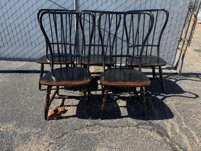  Hooker Furniture Set of 6 Ebony Spindle Back Sanctuary Chairs by Hooker