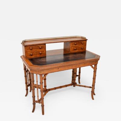  Howard Sons Antique Burr Walnut Writing Desk by Howard Sons