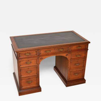  Howard Sons Antique Victorian Walnut Pedestal Desk by Howard Sons