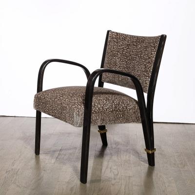  Hughes Steiner Mid Century Ebonized Walnut Brass Holly Hunt Velvet Chairs by Hughes Steiner