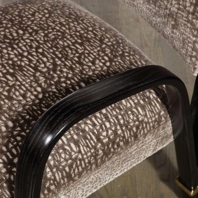  Hughes Steiner Mid Century Ebonized Walnut Brass Holly Hunt Velvet Chairs by Hughes Steiner