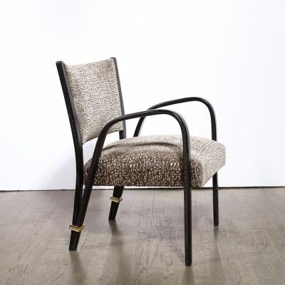  Hughes Steiner Mid Century Ebonized Walnut Brass Holly Hunt Velvet Chairs by Hughes Steiner