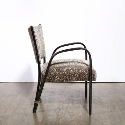  Hughes Steiner Mid Century Ebonized Walnut Brass Holly Hunt Velvet Chairs by Hughes Steiner
