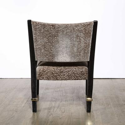  Hughes Steiner Mid Century Ebonized Walnut Brass Holly Hunt Velvet Chairs by Hughes Steiner