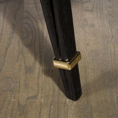  Hughes Steiner Mid Century Ebonized Walnut Brass Holly Hunt Velvet Chairs by Hughes Steiner