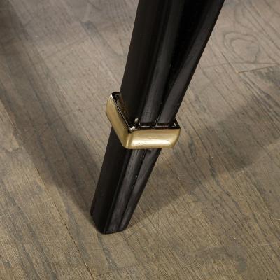  Hughes Steiner Mid Century Modern Ebonized Walnut Brass Spring Back Chairs by Hughes Steiner