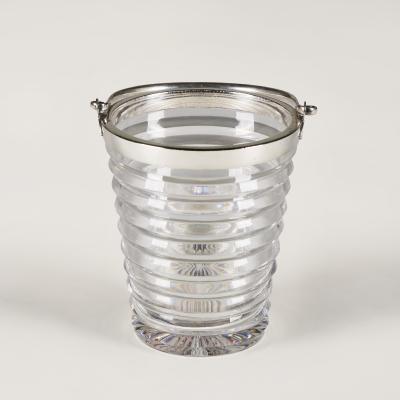  Hukin Heath Hukin Heath rimmed crystal ice bucket with silver hallmarked rim and handle