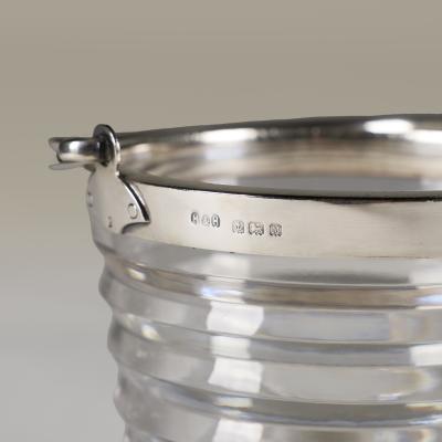  Hukin Heath Hukin Heath rimmed crystal ice bucket with silver hallmarked rim and handle