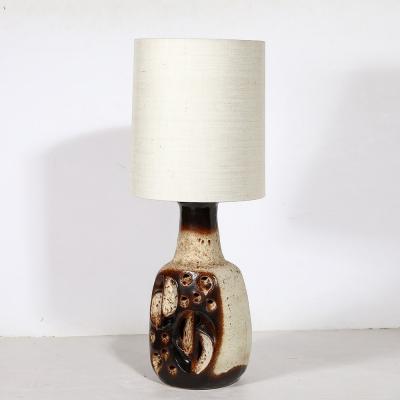  Hustadt Leuchten Mid Century Modernist Volcanic Glazed Ceramic Table Lamp by Hustadt Leuchten