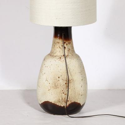  Hustadt Leuchten Mid Century Modernist Volcanic Glazed Ceramic Table Lamp by Hustadt Leuchten