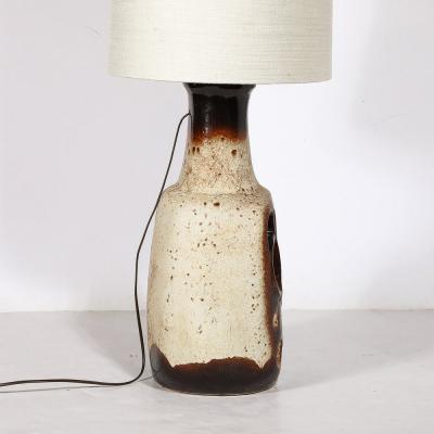  Hustadt Leuchten Mid Century Modernist Volcanic Glazed Ceramic Table Lamp by Hustadt Leuchten