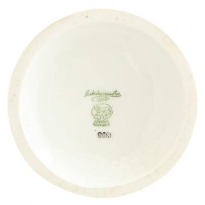  Hutschenreuther Hutschenreuther Vase Porcelain White Black Gold Leaf Pattern Signed